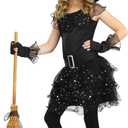 Fun World Glitter Witch Costume, Medium 8-10, Black