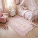 3x5 Area Rug Washable Non Slip Carpet for Living Room, Entry, Bedroom, Pink
Vintage Low Pile Soft Rug, Non-Shedding, Stain Resistant, Distressed Medallion Carpet for Nursery, Playroom, Office