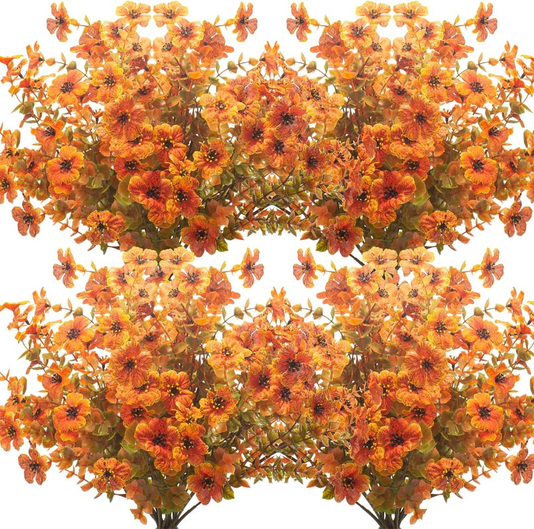 10 Bundles Artificial Fall Flowers Outdoor UV Resistant Fake Flowers