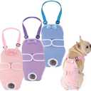 Avont 3 Pack Frenchie Dog Diapers Female, Washable Reusable Girl Doggie Pants for Period Heat Cycle, Full Body Cover Onesie with Adjustable Straps -Pink/ Purple/ Blue S