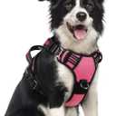 Rabbitgoo Dog Harness Medium Sized, No Pull Dog Vest with 3 Buckles, Adjustable Soft Padded Pet Harness with Easy Control Handle and Reflective Strips, Pink, M