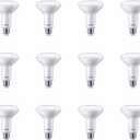 PHILIPS LED 65W BR30 12-Pack Basic LED Soft White (2700K) 650 Lumen (7.2W = 65W) Dimmable Frosted Flicker-Free Light Bulbs