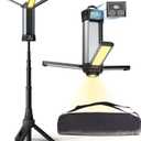 Rechargeable LED Work Light with Stand - Cordless Work Lights Kit 3 Page Head,500/1000/2000 Lumen 3500/6500K Dimmable 6AH Camping Light with Detachable Tripod, Hooks and Carrying Bag