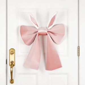 Easter Bunny Ears Bow DecorationPink Rabbit Ear Bow for Front Door, Window or Wall, 28x20 Inches