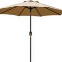 Blissun 9' Outdoor Patio Umbrella, Outdoor Table Umbrella, Yard Umbrella, Market Umbrella with 8 Sturdy Ribs, Push Button Tilt and Crank (TAN)