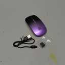 LED Wireless Mouse, Bluetooth Mouse &2.4GHz Instant Connection,Rechargeable Ultra Silent Slim,3 DPI 2 Connection Modes with USB-C to USB Adapter for Laptop/MacBook/PC/Tablet/iPad (Black-purple)