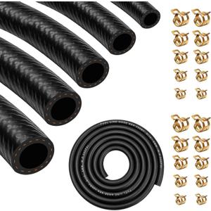 smseace 55pcs 6.6Ft 5-Size Fuel Line Hose Kit - 3/8 Inch 1/2 Inch 5/16 Inch 1/4 Inch 3/16 Inch ID NBR Rubber Fuel Hose with Hose Clamps for Small Engines Automotive Replacement Fuel Hoses
