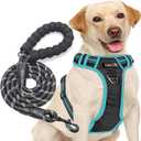 No Pull Dog Harness Adjustable Reflective Oxford Easy Control Medium Large Dog Harness with A Free Heavy Duty 5ft Dog Leash s(Medium,Blue)