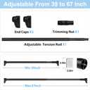 AIZESI No Drilling Closet Rod,39 to 67 Inch Closet Rods for Hanging Clothes Adjustable Closet Rod Tension Rod Heavy Duty Closet Rod for Closet,Wardrobes,Laundry RV,Bathroom, Window,Black
