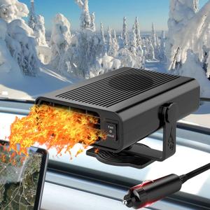 2026 Newest Portable Car Heaters, 12V 200W Vehicle Heating & Cooling Fan Rapid Windscreen Defogger & Window Defroster Car Heater That Plugs Into Cigarette Lighter with 360 Rotatable Function (Black)