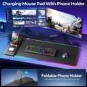 KDD RGB Mouse Pad with Wireless Charging - Desk Mat with Phone Holder and 15W Fast Charger - Gaming Mousepad with Ultra-Smooth Surface, Non-Slip Base - Keyboard Mat for Home Office Gamer Accessories