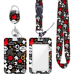 ID Badge Holder with Lanyard Retractable Badge Reel Cute Funny ID Card Holder Cartoon Mouse Themed Gift Lanyards for ID Badges Vertical ID Protector Badge Clip for Nurses Doctors Teachers Businessman