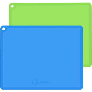 Silicone Kids Placemat, Non Slip Toddler Placemats for Dining Table, Reusable Childrens Dining Food Mat, 2Pack,Blue&Green