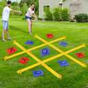 Giant Tic Tac Toe Outdoor Games for Kids Adults Family, Portable Tic Tac Toe Bean Bag Toss with 10pcs Bean Bag, Large Outdoor Lawn Backyard Games Carnival Field Day Game (Yellow)