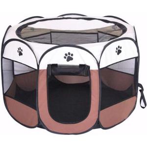 BODISEINT Portable Pet Playpen, Dog Playpen Foldable Pet Exercise Pen Tents Dog Kennel House Playground for Puppy Dog Yorkie Cat Bunny Indoor Outdoor Travel Camping Use (Medium, Coffee - Beige)