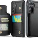 Vinich for Samsung Galaxy S24 Wallet Case with Card Holder, RFID Blocking Credit Slots Kickstand Shockproof Phone Cover Fit for Galaxy S24 6.2" Black