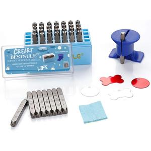 BESTNULE Metal Stamping Kit, Number and Letter Stamp Set (A-Z, 0-9 and &, Love Symbol), Industrial Grade Hardened Carbon Steel, Perfect for Imprinting Metal, Wood, Plastic, Leather(3/ 16", 5MM)