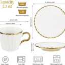 Espresso Cups with Saucers, 3.5 oz Turkish Coffee Cup With Gold Trim, Ceramic Tea Cups for Espresso Cappuccino Latte Mocha, Idea Gift, Dishwasher & Microwave Safe (Gold)