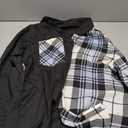 OYOANGLE Men's Colorblock Plaid Print Button Down Long Sleeve Pocket Collared Shirts Top (XX-Large, Black and Blue)