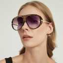 SODQW Oversized Aviator Sunglasses for Women With Earrings Trendy Large Big XL Size 2026 Designer Ladies Shades
