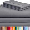 LuxClub 5 PC Split King Sheet Set, Deep Pockets Wrinkle Free Cooling Bed Sheets Hotel Bedding for Women, Men, Includes 2 Fitted Sheet, 1 Flat Sheet and 2 PillowcasesSoft Light Grey