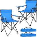 Joyfair Camping Chairs for Lawn & Beach, Large for Adults, Blue | 2 Pack Heavy Duty Steel Folding Chair for Outside, 600D Oxford Fabric, Carry Bag & Cup Holder, X-shape Supports, Portable