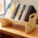 Wood Desktop Bookshelf, Tabletop Book Storage Rack Display Shelf with Handle, Tilting Office Bookcase Magazine Holder CD Rack for Office, Study Room, No Tools Required
