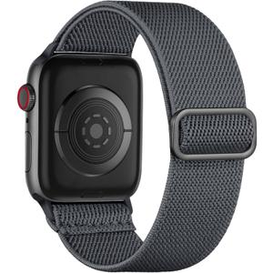 4 x Maledan Stretchy Solo Loop Compatible with Apple Watch Band Women Men 40mm 44mm 45mm 41mm 38mm 46mm 49mm 42mm, Soft Nylon Elastic Braided Strap for iWatch Series 11 10 9 8 7 6 5 4 3 2 1 SE Ultra (Gray)
