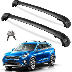 KINGGERI 300lbs Lockable Roof Rack Cross Bars Compatible with Kia NIRO 2017 2018 2019 2020 2021 2022 with Flush Side Rails, Heavy Duty Aluminum Roof Rails Crossbars Rooftop Cargo Carrier Luggage Black