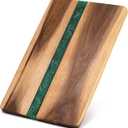 ZENFUN Acacia Wood Cutting Resin Board and Chopping Board for Meat, Cheese Board, Vegetables, Bread, and Charcuterie - Decorative Wooden Serving Board for Kitchen and Dining Room 10"15"