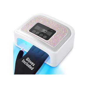 Cordless Nail Lamp, Rechargeable UV Nail Lamp for Gel Nails, LED Nail Lamp with 4 Timer Modes, Gel Nail Light Decorate with Sparkling Nail Rhinestones Diamond (Sparkly Diamond and White)