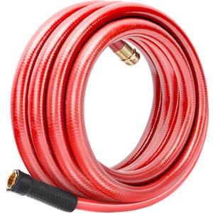 Solution4Patio Leader Red Garden Hose 3/4 in. x 25 ft. -Heavy Duty Durable Flexible Lightweight Water Pipe -Brass Aluminum Ends for Household & Commercial -Kink Free, No Leaking, Male/Female Fittings