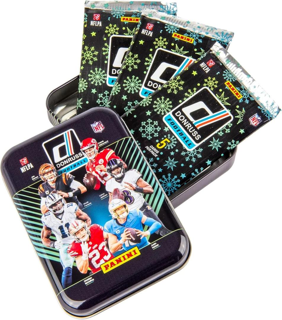 2024 Panini Donruss Football Holiday Christmas Winter Trading Card Tin (15 Cards/Box) Look for Daniels, Maye, Nix Rookies!