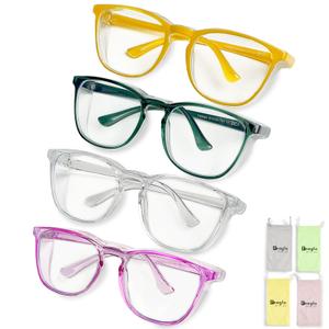 Feaglo Safety Glasses, Safety goggles for Men Women, Clear Lenses with Anti-Fog Coating, 4 Pack Lightweight Blue Light Blocking Protective Eyewear