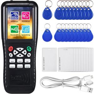 RFID ID Duplicator Copier Writer Decode Function Smart Card Key Machine RFID NFC Copier ID Reader Writer with T557 125khz H-ID Cards,ID 125kh Keyfobs and IC 13.56mhz Key Tags