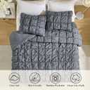 Amlie Home Grey Bubble Comforter Set King Size, 3 Pieces Ultra Soft Cozy Bedding Set for All Seasons, Farmhouse Luxury Gift for Women Home Decor