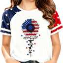 Kids Patriotic T-Shirt for Girls 4th of July Outfit American Flag Sunflower Shirt Kids Independence Day Clothes Size 8T