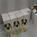 Gold Stem Stainless Steel Glasses 18oz Unbreakable Stemware Portable Shatterproof Metal Goblet Glasses Drinkware for Champagne Cocktails Banquet Wedding Party Camping (12 Pack)