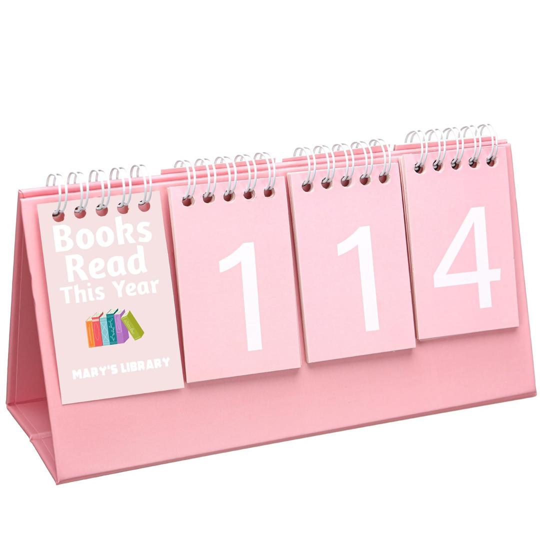 2 x Poola Voidra Books Read This Year Counter Book Tracker for Reader, Pink