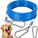 Dog Tie Out Cable - Heavy Duty Dog Chain for Yard, Blue Outdoor Tether & Leash, 10/15/20/30Ft, Lead for Dogs Outside