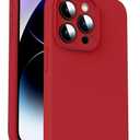 Supdeal Liquid Silicone Case for iPhone 14 Pro, [True Liquid Silicone] [Anti Fingerprint] 4 Layer Phone Case Protective Cover, Full Coverage Around Camera & Built-in Microfiber, 6.1", Red