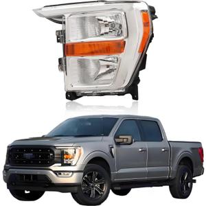 Headlight Assembly Compatible with Ford F150 F-150 2021 2022 2023, [Bulbs Included] Left/Driver Side, Headlamp Replacement with Clear Lens