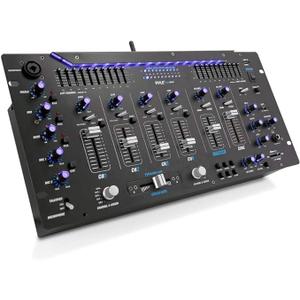 Pyle 6 Channel Mixer DJ Controller with Bluetooth, Professional Sound Digital Mixing System with LED Illumination, Slider Controls, Speed Control, 10 Band Equalizer 5U Rack Mount System - PYD1964B.5
