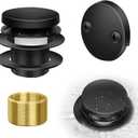 Tip-Toe Bathtub Drain Kit with Two-Hole Overflow Plate, Premium Quality Bath Tub Drain Replacement, Universal Fine/Coarse Thread Bathtub Stopper (Matte Black)