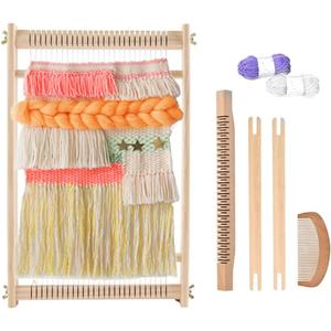 Ayasee Wooden Weaving Loom, Multi-Craft Weaving Frame to Handcraft for Beginners, 15.35x9.84in/39x25cm