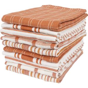 KAF Home Assorted Flat Kitchen Towels - Set of 10, 18 x 28 Inch (Orange)