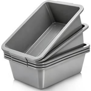 Dicunoy 5 Pack Plastic Bus Tubs, 8L Meat Lugs Tote for Restaurant, Small Food Service Tub Wash Dish Basin Pans, Meat Processing Tubs Commercial Tote Box for Home Camping RV Kitchen Storage