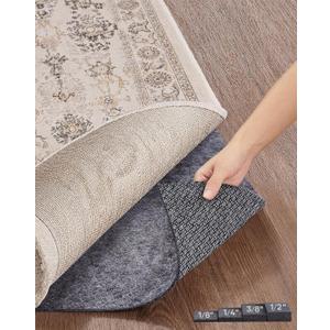 Non Slip Cushioned Rug Pad Gripper, 2 x 12 Ft, 1/8 inch Thick Felt Carpet Liner Protector Mat for Area Rugs and Hardwood Floors, Keep Rugs Safe and in Place, Grey
