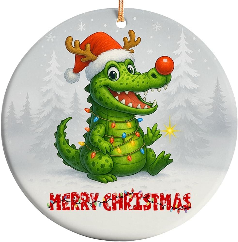 3pcs 2025 Christmas Ornament Alligator Ornament, Unique Wildlife Holiday Tree Decoration, Reptile Lover Keepsake Gift