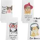 Cat Hand Towel Set - Cat Gifts for Cat, Set of 4 Cat Kitchen Towels 1624, Cat Tea Towels for Kitchen Decorative, Cute Cat Dish Towels